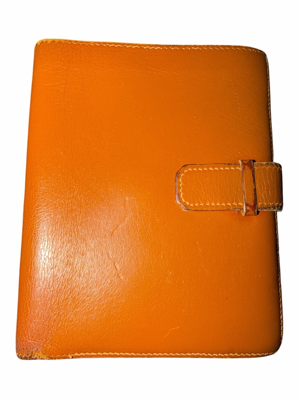 Authentic Hermès Orange Leather Agenda Cover & Wallet Organizer w/ Tab Closure